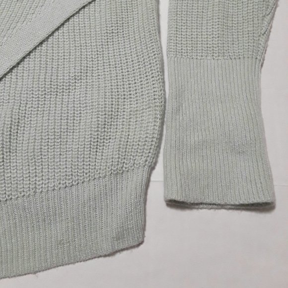 Banana Republic Wool Blend Popover Knit Sweater Butterfly Front Dusty Aqua XL - Picture 13 of 13